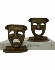 Vintage Brass Comedy & Tragedy Masks Decorative Bookends