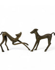 Vintage Mid-Century Brass Greyhound Dogs – Playful Pair of Sculptures