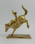 Vintage Brass Cowboy on Bucking Horse Sculpture – Rare Western Rodeo Figurine