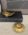 Vintage Brass Sun and Moon Candleholder-A Pair