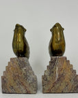 Nora Fenton Cardinal Brass and Marble Bookends