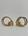 Vintage Brass Rams with Curled Horns-A Pair
