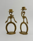 Cowboy Brass Candlestick Holders- A Pair