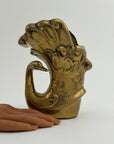 Vintage Brass Swan Vase / Cachepot (7.75”)