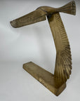 Large Vintage Brass Bird in Flight Sculpture | Modernist Crane Heron Egret Coastal Brass Art