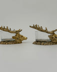 Pair of Vintage Brass Stag Head Candleholders – Luxurious Statement Décor