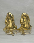 Rare Small Vintage Brass Shelf Sitting Dogs-A Pair