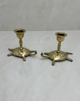 Vintage Brass Turtle Candlestick Holders- A Pair of