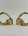 Vintage Brass Rams with Curled Horns-A Pair
