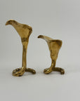 Vintage Brass Calla Lily Candleholders – Interlocking Pair, Made in Hong Kong – Elegant Mid-Century Taper Holders (Set of 2)