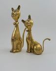 Vintage Brass Cats with Bow tie-A Pair