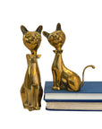 Mid-Century Modern Brass Cat Figurine Pair with Bow Ties – Vintage Whimsical Feline Décor