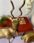 Vintage Brass Kudu Antelope Pair