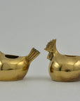 Pair of Small Vintage Brass Hen Candlestick Holders – Whimsical Farmhouse/Eclectic/Folk Art