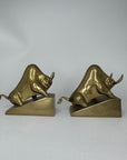 Vintage Brass Charging Bulls-A Pair