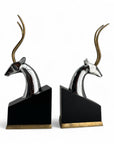 Mid-Century Chrome and Brass Antelope Bookends – Pair