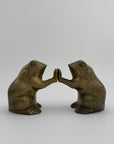 Vintage Brass Patty Cake Frog Bookends- A Pair