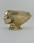 Rare Vintage Dolbi Cashier Brass Woman Head Sculpture – Flowing Hair Bust, 10 lbs
