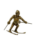 Vintage Brass Skier Figurine – Mid-Century Modern Alpine Sports Sculpture