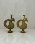 Vintage Brass Bird Candleholders-A Pair
