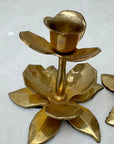 Vintage Brass Flower Candle Holders-A Pair