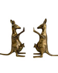 Vintage Brass Kangaroo Bookends with Joeys – Mid-Century Modern Set