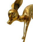 Vintage Mid-Century Modern Brass Fawn Sculpture – Graceful Grazing Deer | Hollywood Regency Animal Figurine |12.75 Inches tall
