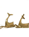 1984 Enesco Brass Deer Sculptures — Abstract Mid-Century Modern Pair, Made in Korea