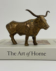 Vintage Brass Longhorn Bull Sculpture – 7.5” Long, 5.75” Horn Span, 4.75” Tall – Western-Southwestern-Texas Ranch Décor