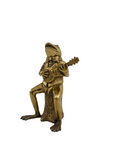 Melodic Croak: Vintage Brass Frog Guitarist on Stump Playing Guitar-Figurine