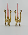 Vintage Brass Giraffe Candleholders-A Pair