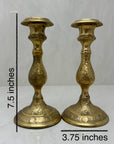 Vintage Brass Floral Candlestick Holders-A Pair