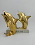 Vintage Solid Brass Dolphins – 10” Coastal Wishing Vessels/Coin Banks-A Pair