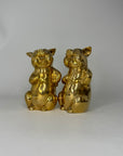 Pair of Vintage Brass Laughing Pig Figurines