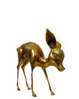 Vintage Mid-Century Modern Brass Fawn Sculpture – Graceful Grazing Deer | Hollywood Regency Animal Figurine |12.75 Inches tall