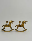 Vintage Brass Unicorn Candleholders-A Pair