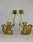 Brass/Bronze Squirrel Candleholders-A Pair