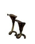 Vintage Brass Calla Lily Candleholders – Interlocking Pair, Made in Hong Kong – Elegant Mid-Century Taper Holders (Set of 2)