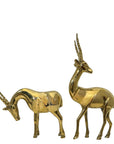 Rare Vintage Polished Brass Gazelle Pair | Mid-Century Modern Antelope Sculptures