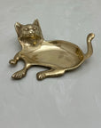 Vintage Brass Cat Shaped Ring Or Small Trinket Dish