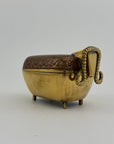 Vintage Brass Goat Trinket Dish With Enameled Etchings