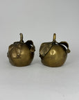Pair of Vintage Brass Anthropomorphic Apple Sculptures