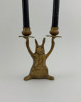 Vintage Brass Rabbit Candleholders-A Pair