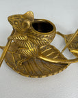 Whimsical Vintage Bronze Mouse Candleholders – Leaf Boats- A Pair