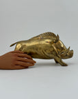 Vintage Brass Warthog Sculpture – Large & Substantial 14” Statement Piece (4.4 lbs)