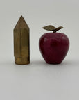 Vintage Apple with Brass Pencil Trinket Holder- A Set