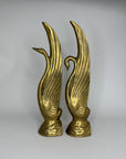 Pair Vintage Swan Bookends 15” | Brass Bird Sculptures, Hollywood Regency Decor