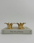 Vintage Brass Crown Candleholders-A Pair