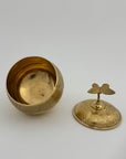 Vintage Brass Trinket Bowl with Butterfly Lid and Floral Etchings
