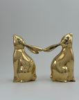 Pair of Vintage Brass Moon-Gazing Bunny Bookends